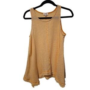 Umgee waffle‎ knit yellow tank handkerchief hem size M